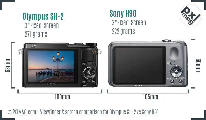Olympus SH-2 vs Sony H90 Screen and Viewfinder comparison