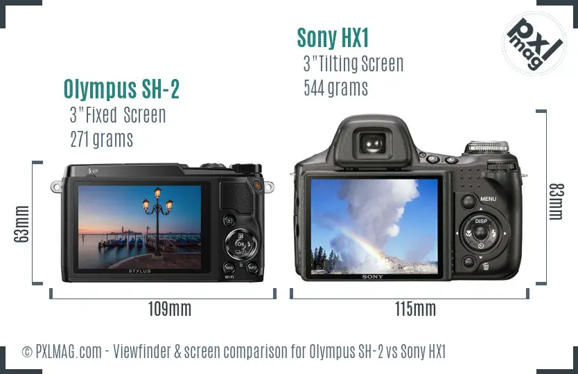Olympus SH-2 vs Sony HX1 Screen and Viewfinder comparison