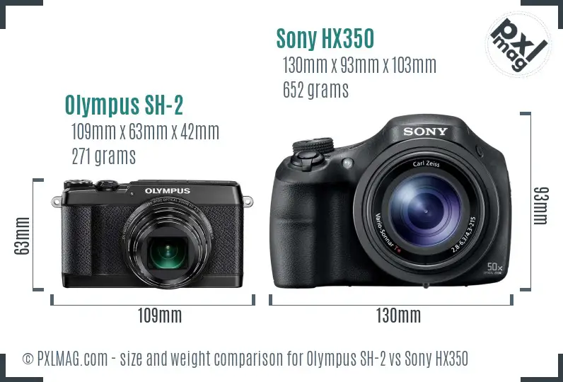 Olympus SH-2 vs Sony HX350 size comparison