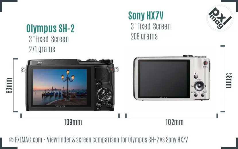 Olympus SH-2 vs Sony HX7V Screen and Viewfinder comparison