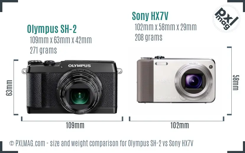 Olympus SH-2 vs Sony HX7V size comparison