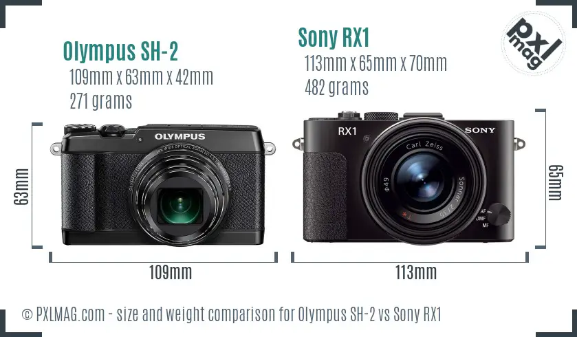 Olympus SH-2 vs Sony RX1 size comparison