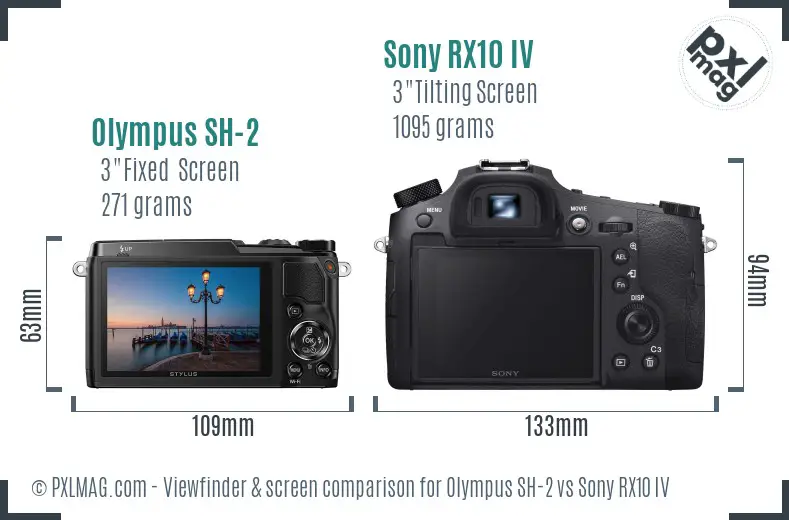 Olympus SH-2 vs Sony RX10 IV Screen and Viewfinder comparison