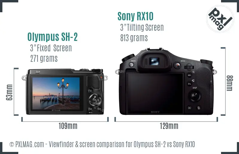 Olympus SH-2 vs Sony RX10 Screen and Viewfinder comparison