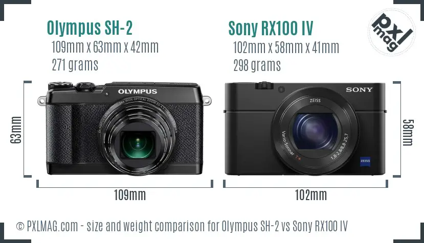 Olympus SH-2 vs Sony RX100 IV size comparison