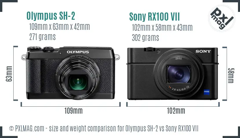 Olympus SH-2 vs Sony RX100 VII size comparison Olympus SH-2 vs Sony RX100 VII size comparison