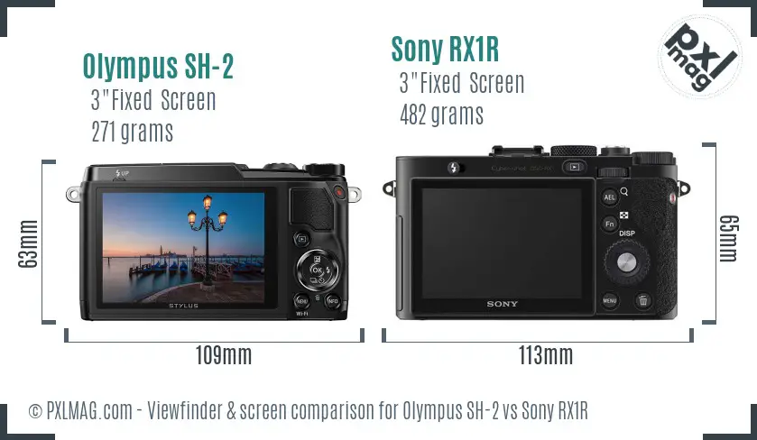 Olympus SH-2 vs Sony RX1R Screen and Viewfinder comparison