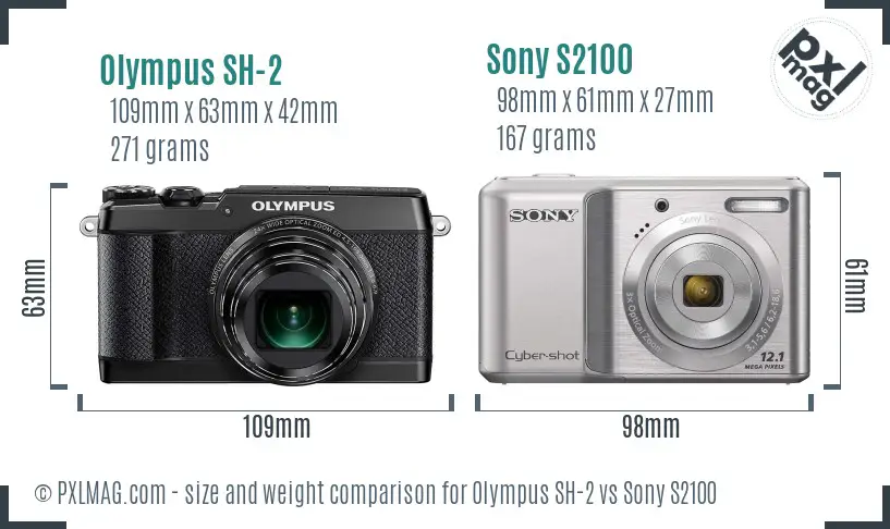 Olympus SH-2 vs Sony S2100 size comparison Olympus SH-2 vs Sony S2100 size comparison