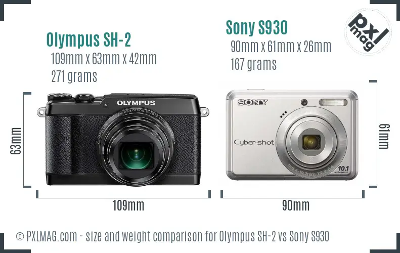 Olympus SH-2 vs Sony S930 size comparison