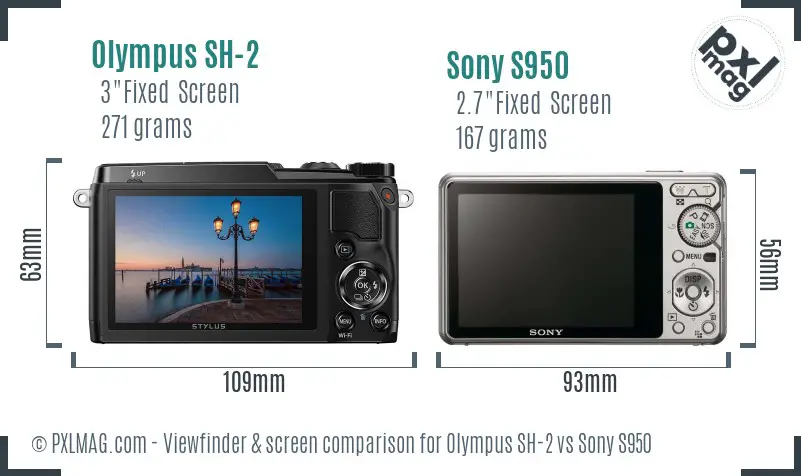 Olympus SH-2 vs Sony S950 Screen and Viewfinder comparison