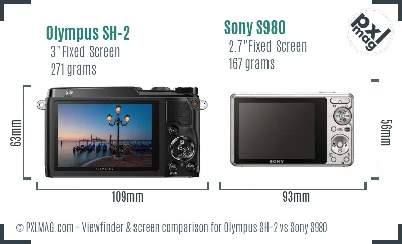Olympus SH-2 vs Sony S980 Screen and Viewfinder comparison Olympus SH-2 vs Sony S980 Screen and Viewfinder comparison