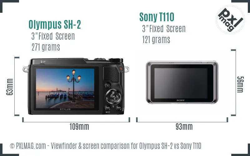 Olympus SH-2 vs Sony T110 Screen and Viewfinder comparison
