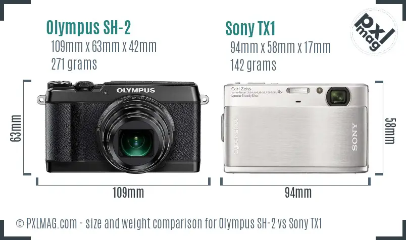 Olympus SH-2 vs Sony TX1 size comparison