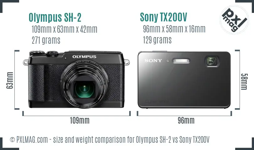 Olympus SH-2 vs Sony TX200V size comparison