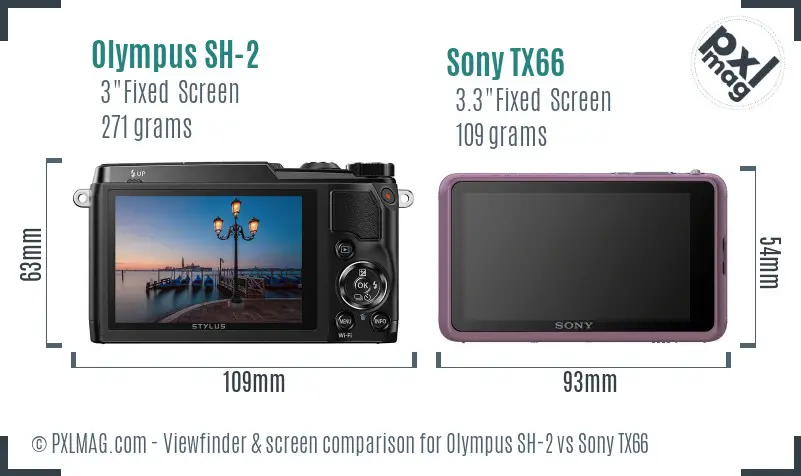 Olympus SH-2 vs Sony TX66 Screen and Viewfinder comparison