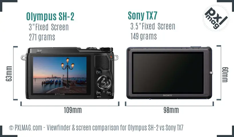 Olympus SH-2 vs Sony TX7 Screen and Viewfinder comparison