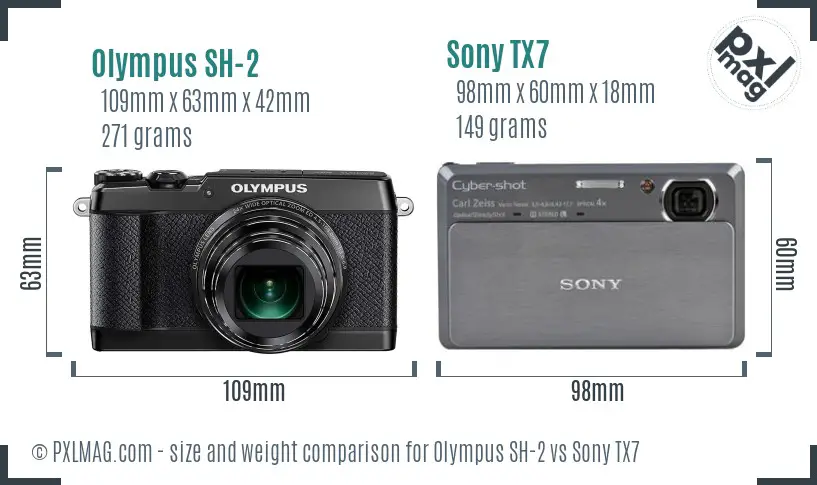 Olympus SH-2 vs Sony TX7 size comparison