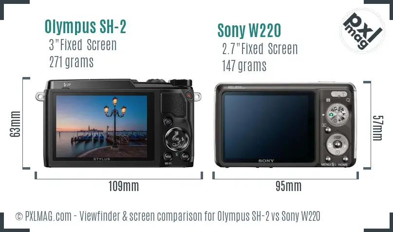 Olympus SH-2 vs Sony W220 Screen and Viewfinder comparison Olympus SH-2 vs Sony W220 Screen and Viewfinder comparison