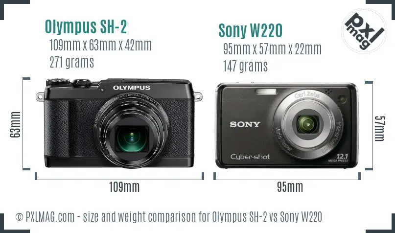 Olympus SH-2 vs Sony W220 size comparison Olympus SH-2 vs Sony W220 size comparison