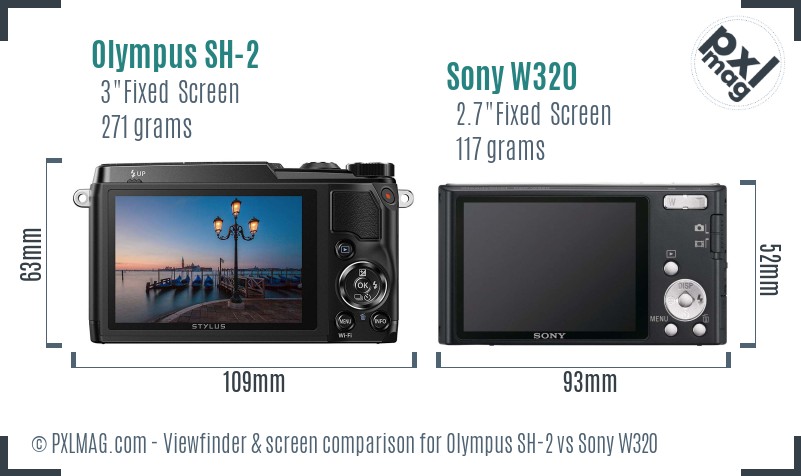Olympus SH-2 vs Sony W320 Screen and Viewfinder comparison