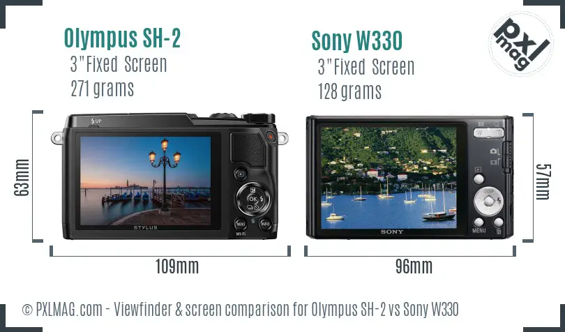 Olympus SH-2 vs Sony W330 Screen and Viewfinder comparison