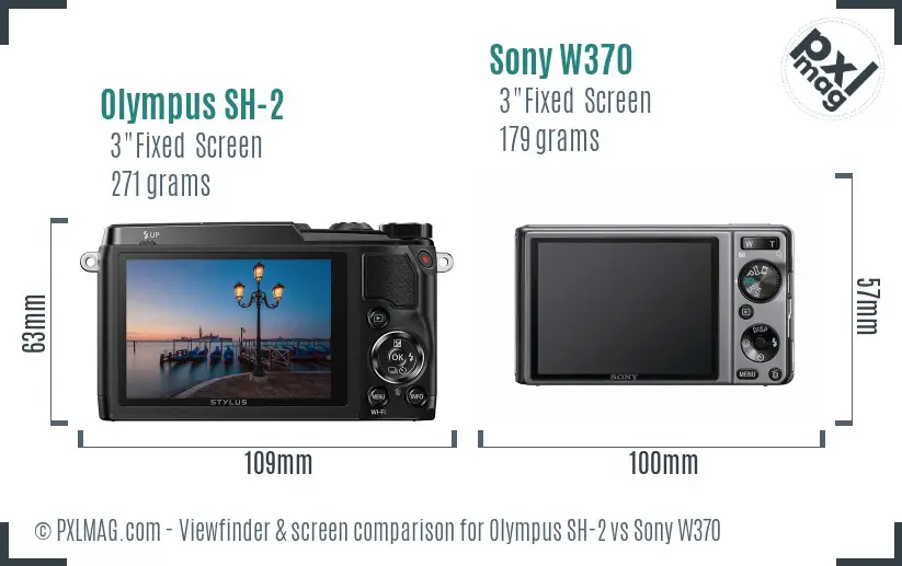 Olympus SH-2 vs Sony W370 Screen and Viewfinder comparison