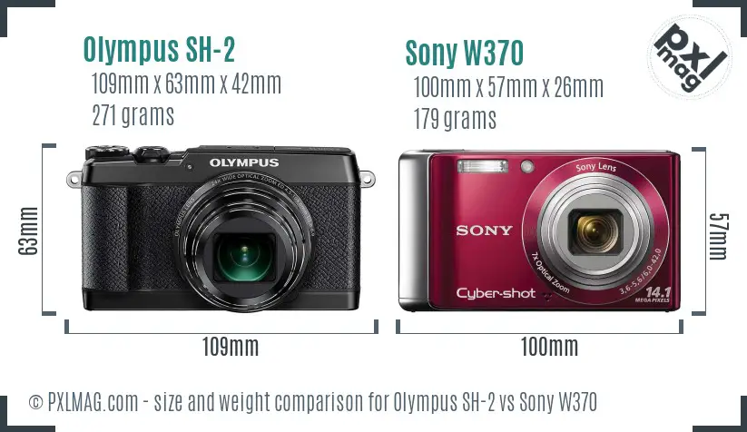 Olympus SH-2 vs Sony W370 size comparison