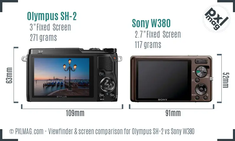 Olympus SH-2 vs Sony W380 Screen and Viewfinder comparison Olympus SH-2 vs Sony W380 Screen and Viewfinder comparison