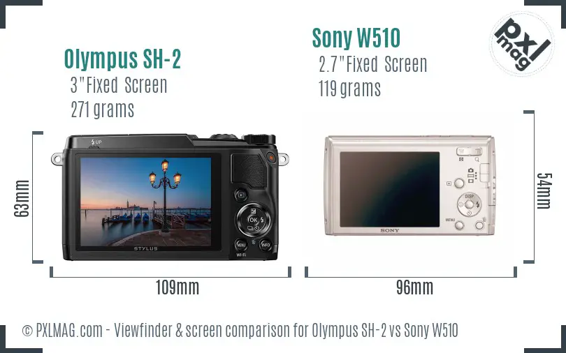 Olympus SH-2 vs Sony W510 Screen and Viewfinder comparison Olympus SH-2 vs Sony W510 Screen and Viewfinder comparison
