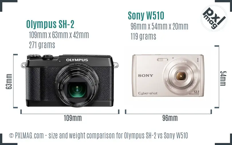 Olympus SH-2 vs Sony W510 size comparison Olympus SH-2 vs Sony W510 size comparison