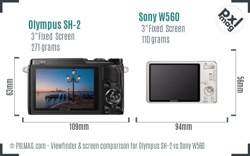 Olympus SH-2 vs Sony W560 Screen and Viewfinder comparison Olympus SH-2 vs Sony W560 Screen and Viewfinder comparison