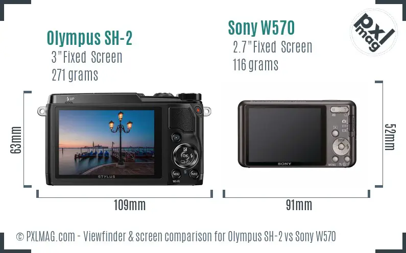 Olympus SH-2 vs Sony W570 Screen and Viewfinder comparison