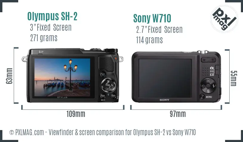 Olympus SH-2 vs Sony W710 Screen and Viewfinder comparison