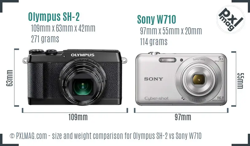 Olympus SH-2 vs Sony W710 size comparison