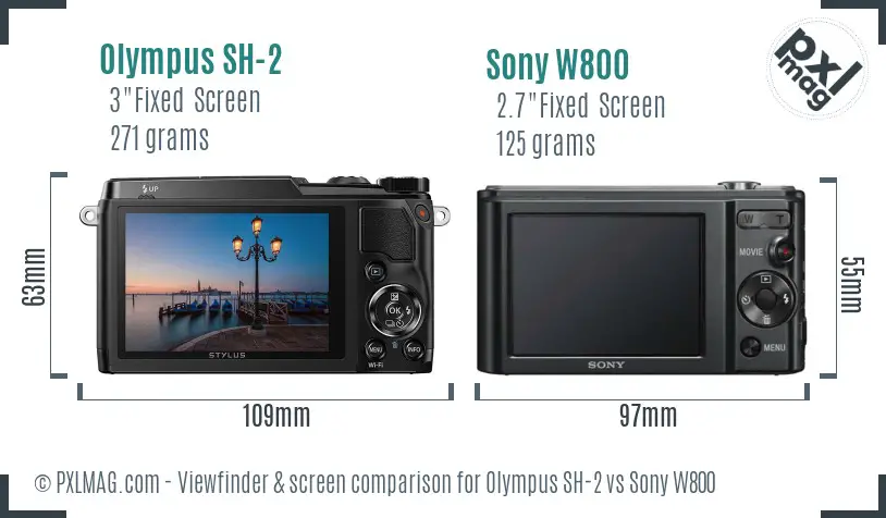 Olympus SH-2 vs Sony W800 Screen and Viewfinder comparison