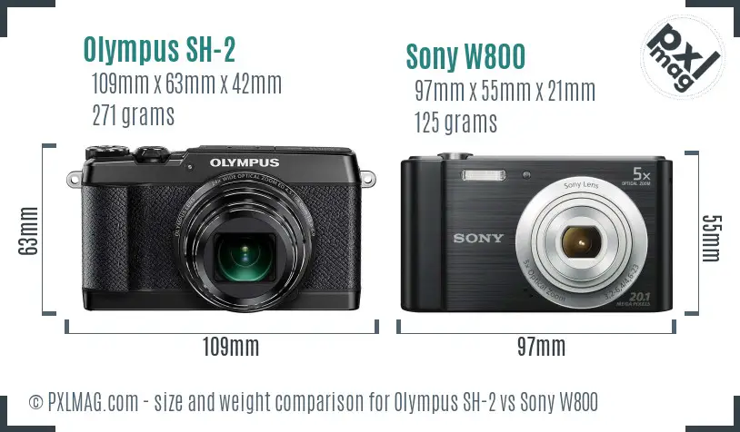 Olympus SH-2 vs Sony W800 size comparison