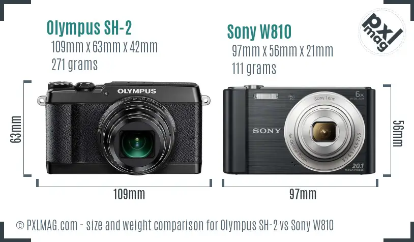 Olympus SH-2 vs Sony W810 size comparison Olympus SH-2 vs Sony W810 size comparison