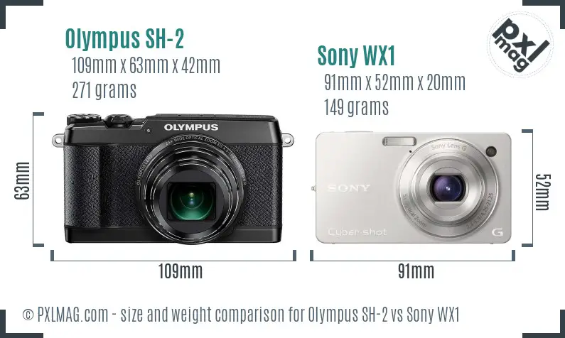 Olympus SH-2 vs Sony WX1 size comparison