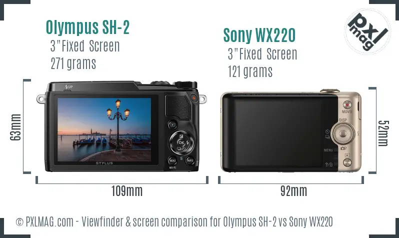 Olympus SH-2 vs Sony WX220 Screen and Viewfinder comparison