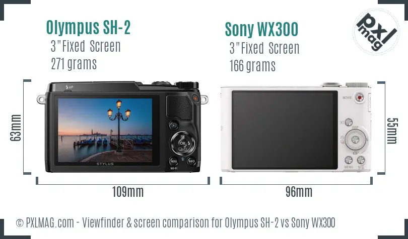 Olympus SH-2 vs Sony WX300 Screen and Viewfinder comparison