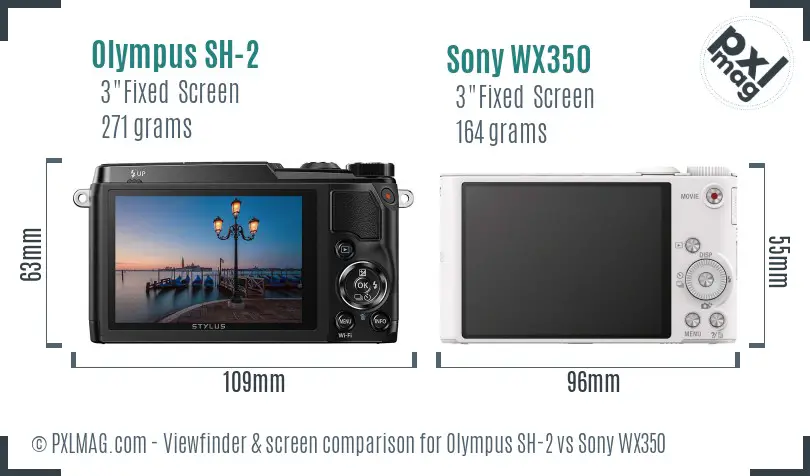 Olympus SH-2 vs Sony WX350 Screen and Viewfinder comparison