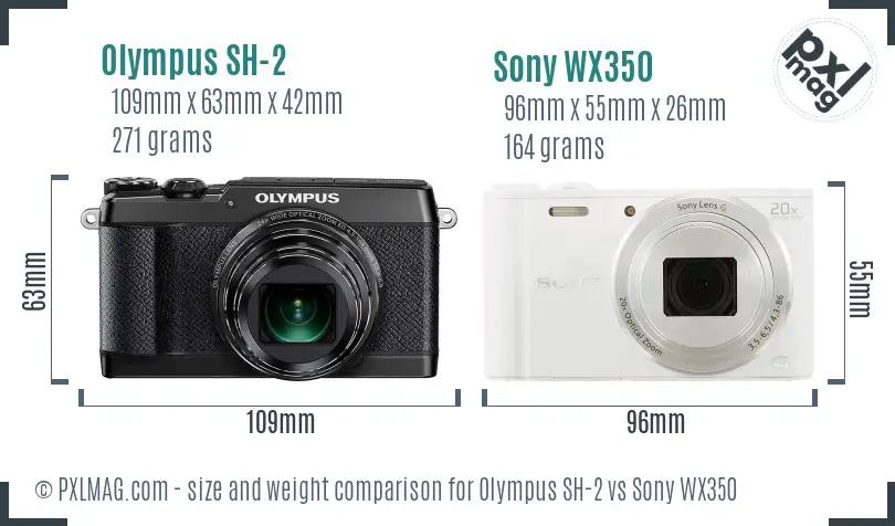 Olympus SH-2 vs Sony WX350 size comparison