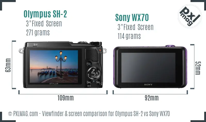 Olympus SH-2 vs Sony WX70 Screen and Viewfinder comparison