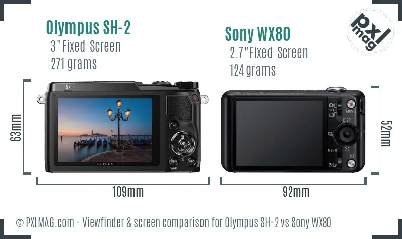 Olympus SH-2 vs Sony WX80 Screen and Viewfinder comparison