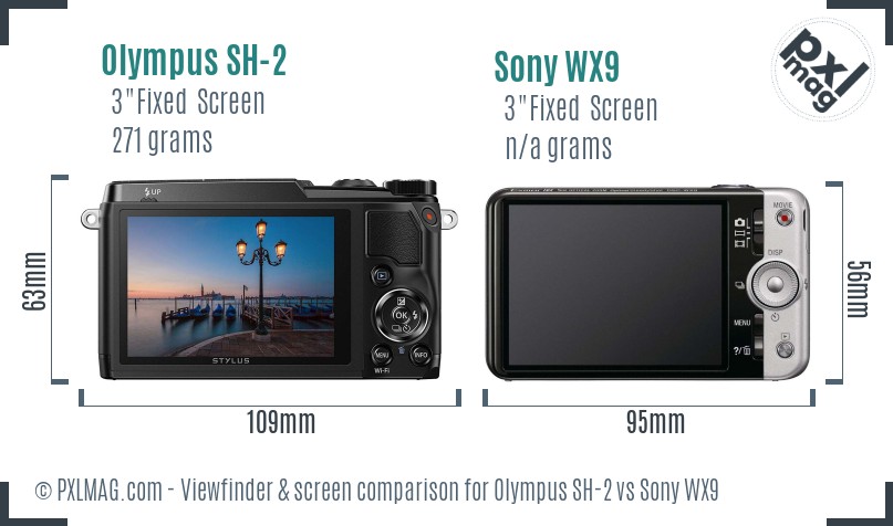 Olympus SH-2 vs Sony WX9 Screen and Viewfinder comparison