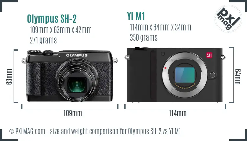 Olympus SH-2 vs YI M1 size comparison