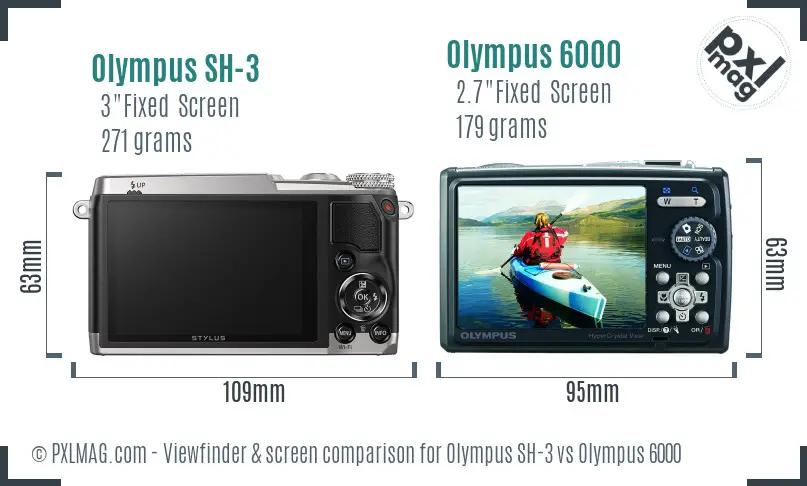 Olympus SH-3 vs Olympus 6000 Screen and Viewfinder comparison