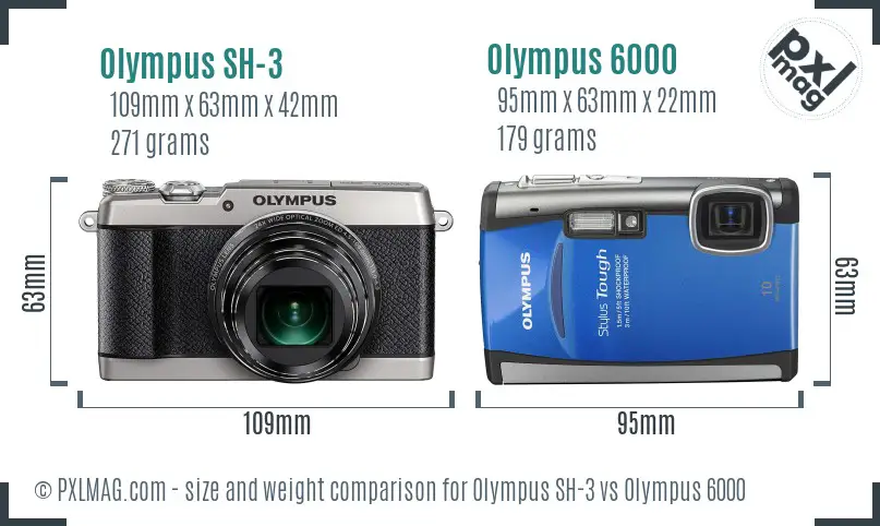 Olympus SH-3 vs Olympus 6000 size comparison
