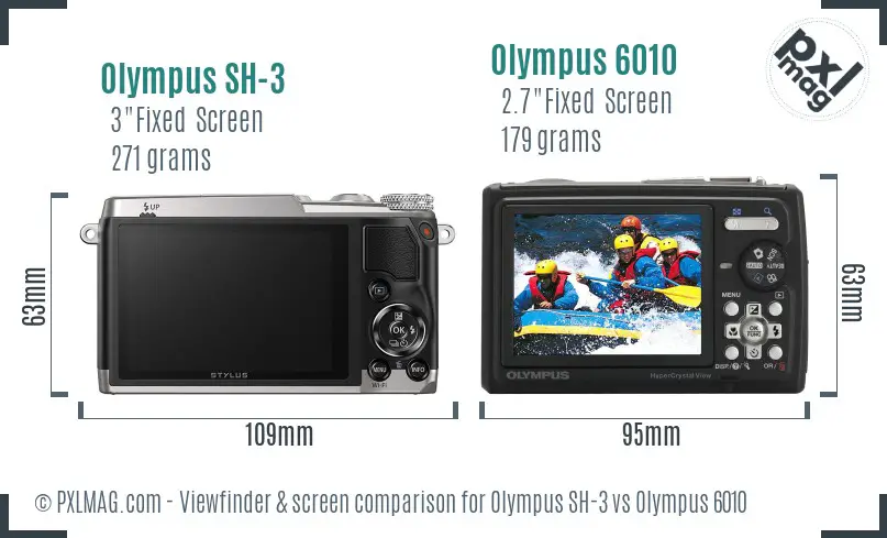 Olympus SH-3 vs Olympus 6010 Screen and Viewfinder comparison