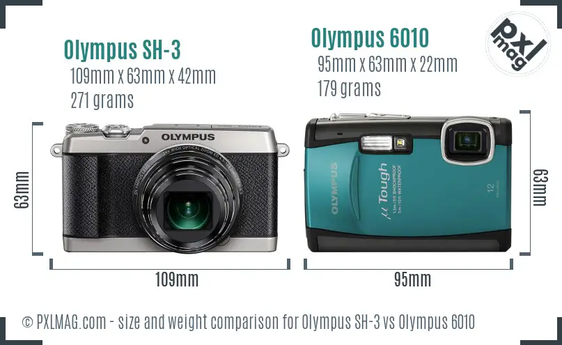 Olympus SH-3 vs Olympus 6010 size comparison
